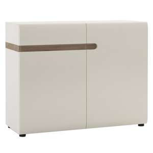 Cheya 2 Door 1 Drawer Wide Sideboard In White Gloss Truffle Oak